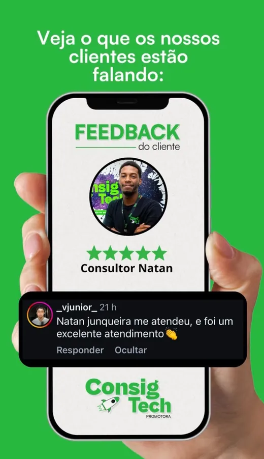 Print de feedback de cliente para o consultor Natan