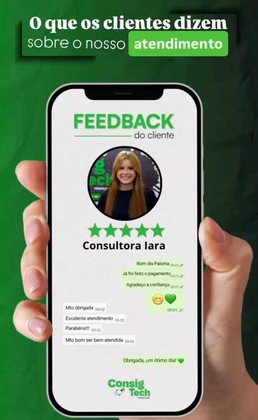 Print de feedback de cliente para a consultora Iara